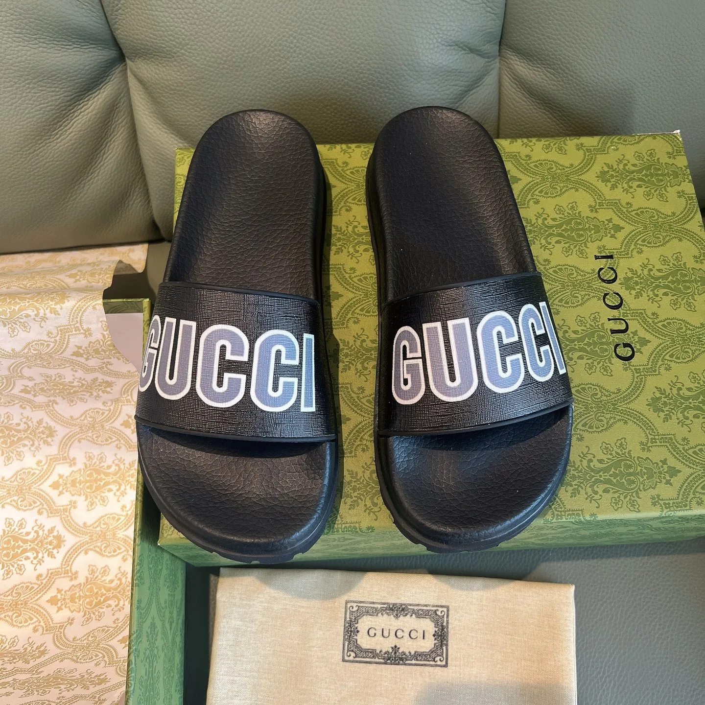 Men's Men's Shoes 130🐮🐮Gucci Gucci Slippers Gucci 2024 latest beach sandals slippers Original molding double G LOGO Original molding consistent Outsole: Men's Men's Shoes u double-layer outsole Size: 35-46